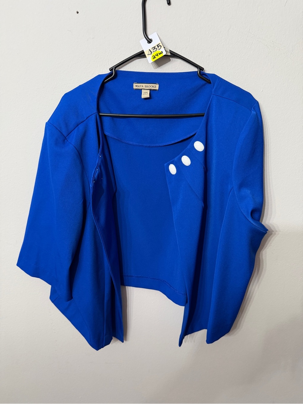 Maya Brooke Royal Blue Women's Open Jacket with Decorative Buttons Size 24
